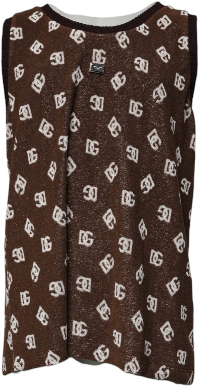 Dolce & Gabbana Brown Logo Monogram Cotton Crew Neck T-shirt Rood
