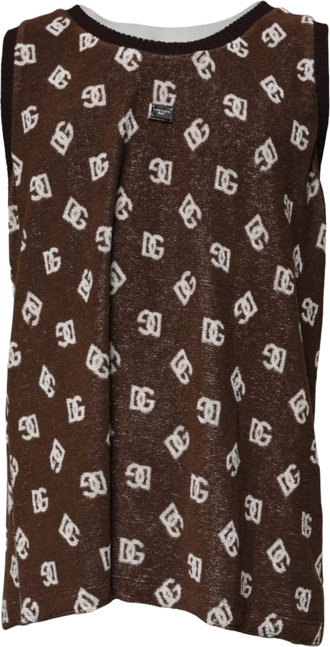 Dolce & Gabbana Brown Logo Monogram Cotton Crew Neck T-shirt Rood