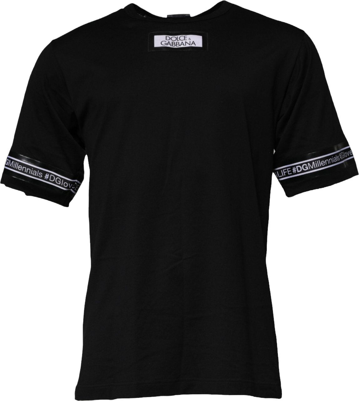 Dolce & Gabbana Black #DGMILLENNIALS Cotton Crew Neck T-shirt Zwart