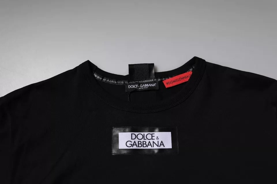 Dolce & Gabbana Black #DGMILLENNIALS Cotton Crew Neck T-shirt Zwart