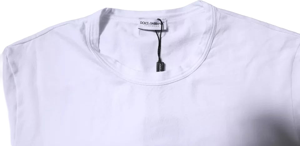 Dolce & Gabbana White Cotton Stretch Crewneck Underwear T-shirt Zwart