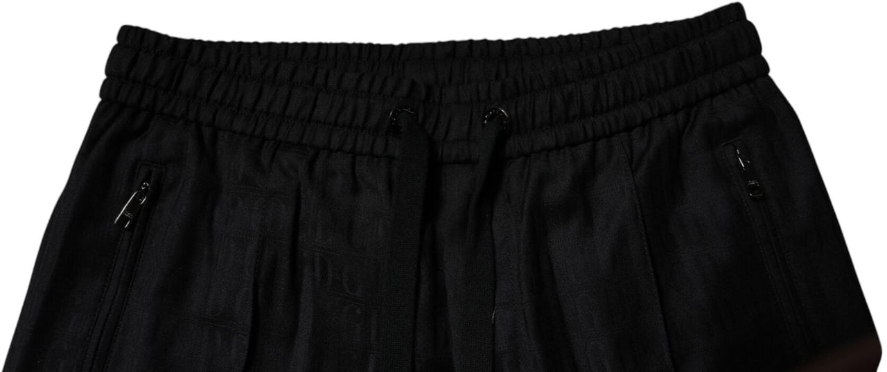 Dolce & Gabbana Black Wool Jogger Jogging Pants Zwart