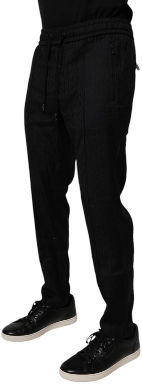 Dolce & Gabbana Black Wool Jogger Jogging Pants Zwart