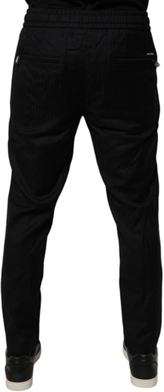 Dolce & Gabbana Black Wool Jogger Jogging Pants Zwart