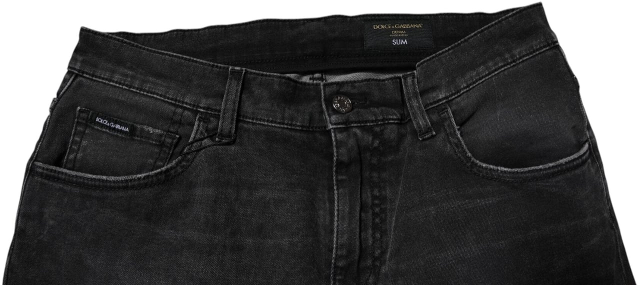 Dolce & Gabbana Black Cotton Stretch Skinny Men Denim Jeans Zwart