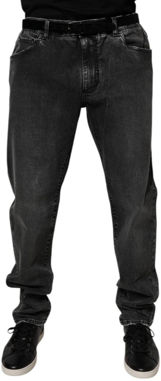 Dolce & Gabbana Black Cotton Stretch Skinny Men Denim Jeans Zwart