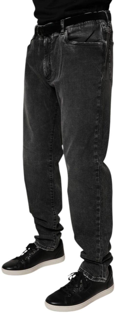 Dolce & Gabbana Black Cotton Stretch Skinny Men Denim Jeans Zwart