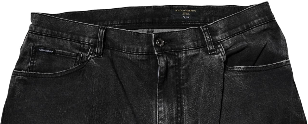 Dolce & Gabbana Black Cotton Stretch Skinny Men Denim Jeans Zwart