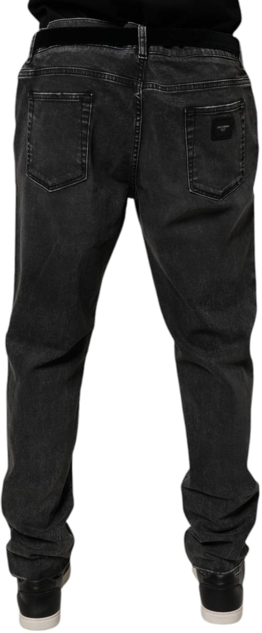 Dolce & Gabbana Black Cotton Stretch Skinny Men Denim Jeans Zwart