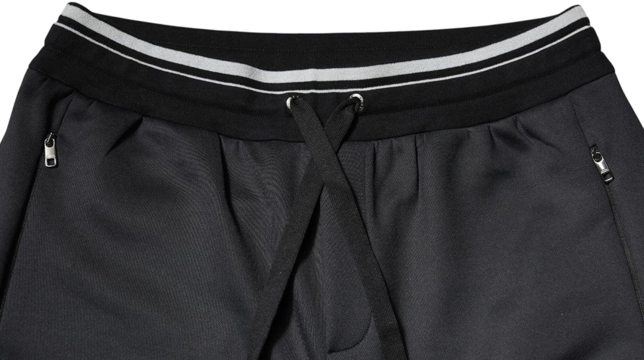 Dolce & Gabbana Black Polyester Logo Jogger Pants Zwart
