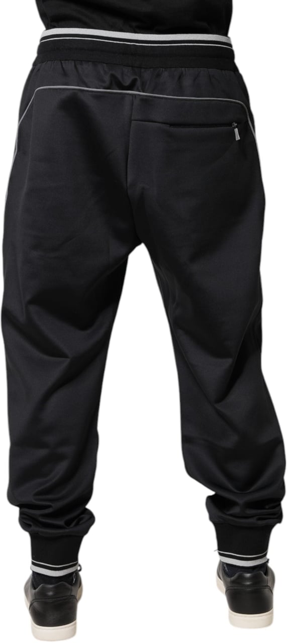 Dolce & Gabbana Black Polyester Logo Jogger Pants Zwart