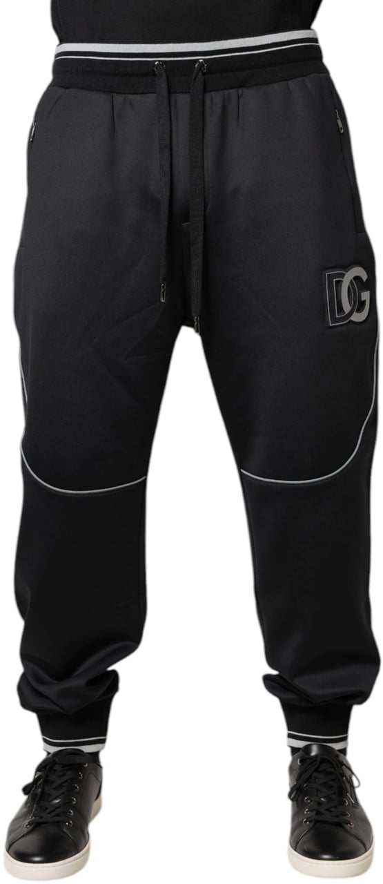 Dolce & Gabbana Black Polyester Logo Jogger Pants Zwart