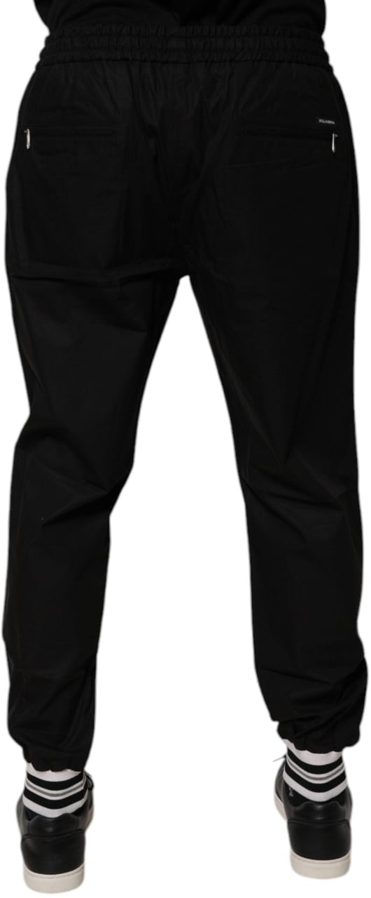 Dolce & Gabbana Black Cotton Men Jogger Sweatpants Pants Zwart