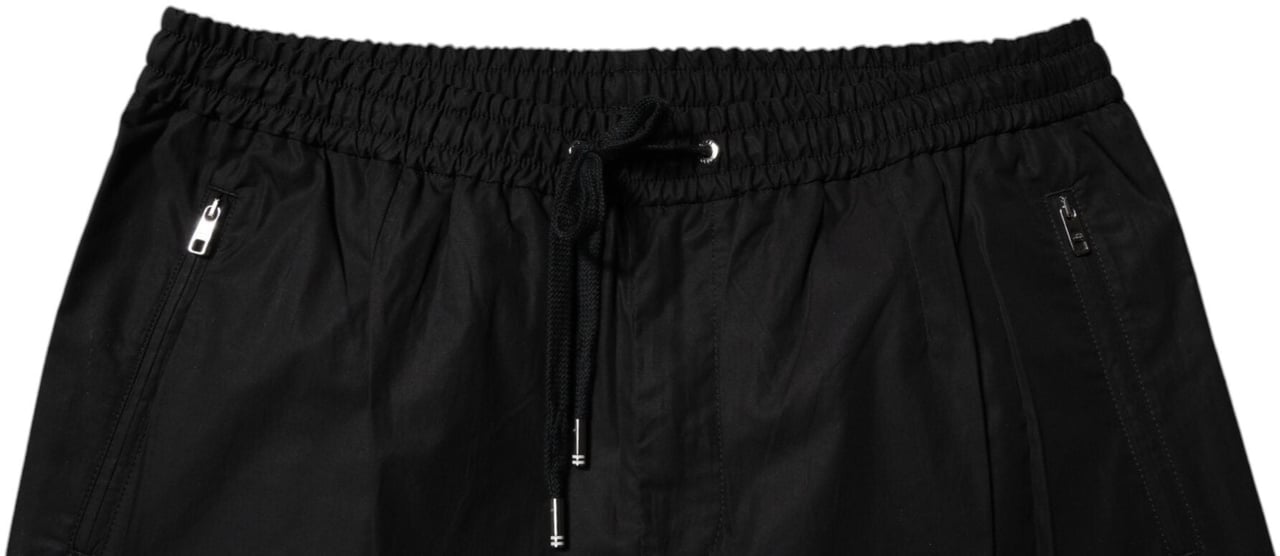 Dolce & Gabbana Black Cotton Men Jogger Sweatpants Pants Zwart
