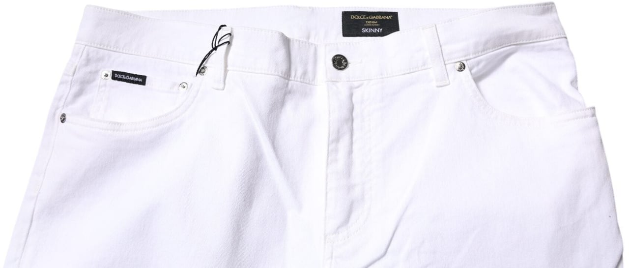 Dolce & Gabbana White Cotton Stretch Skinny Men Denim Jeans Wit