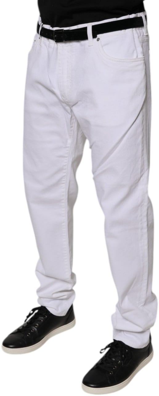 Dolce & Gabbana White Cotton Stretch Skinny Men Denim Jeans Wit