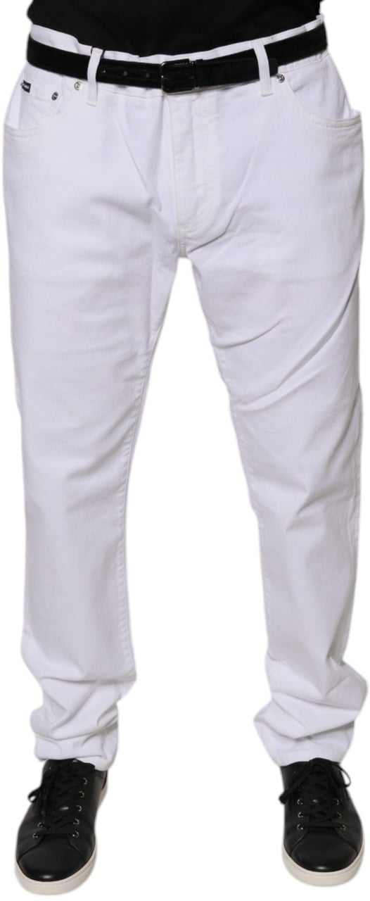 Dolce & Gabbana White Cotton Stretch Skinny Men Denim Jeans Wit
