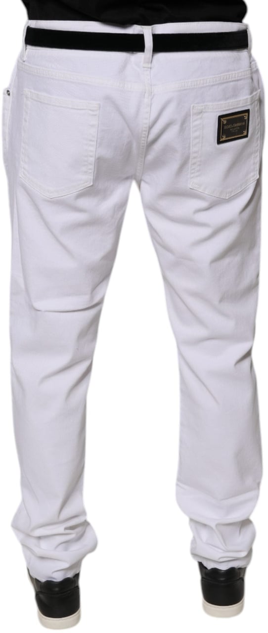 Dolce & Gabbana White Cotton Stretch Skinny Men Denim Jeans Wit