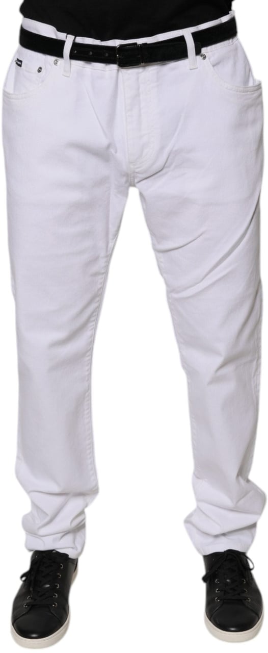 Dolce & Gabbana White Cotton Stretch Skinny Men Denim Jeans Wit