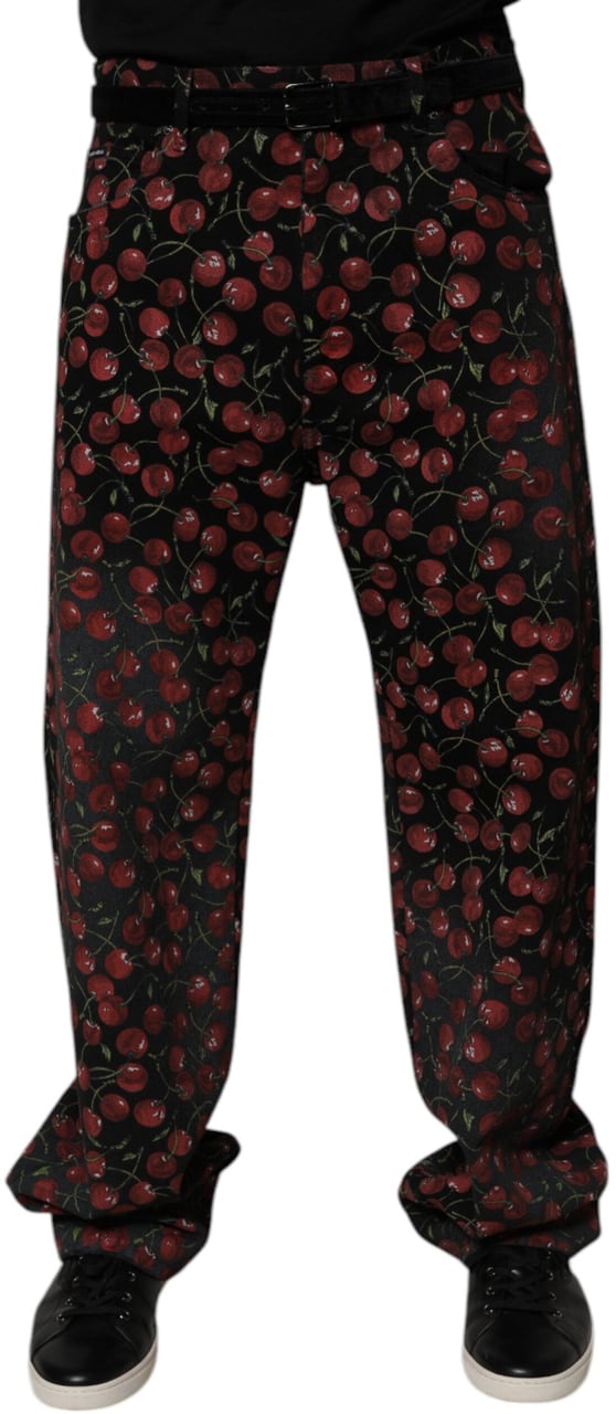 Dolce & Gabbana Black Cherry Cotton Straight Men Denim Jeans Zwart