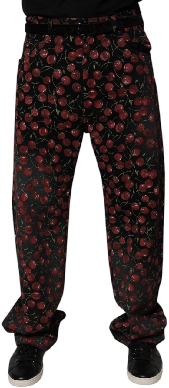 Dolce & Gabbana Black Cherry Cotton Straight Men Denim Jeans Zwart