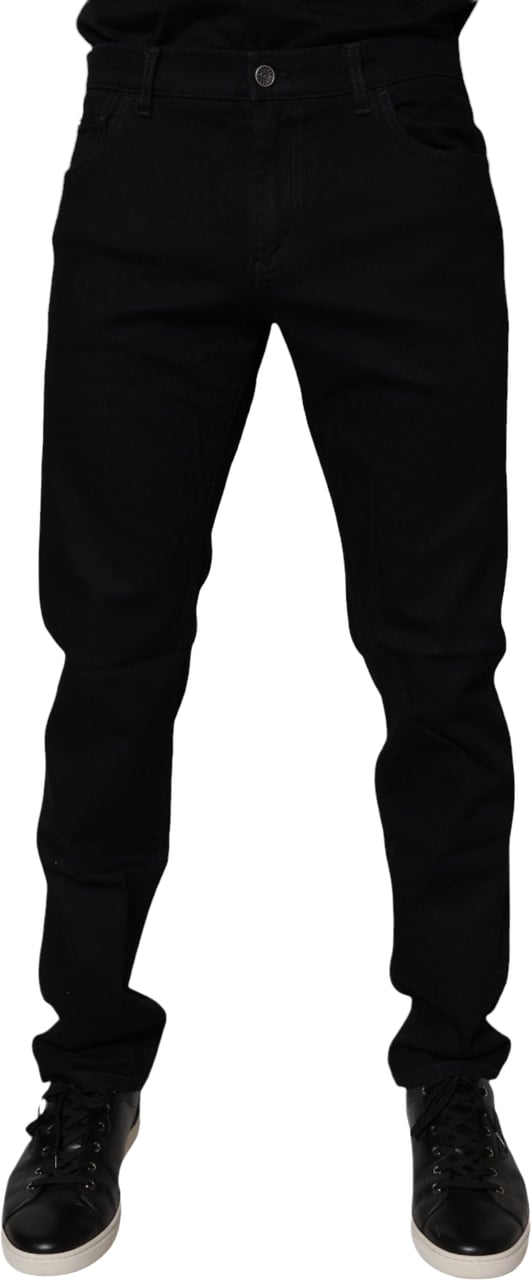 Dolce & Gabbana Black Cotton Stretch Slim Fit Men Denim Jeans Zwart