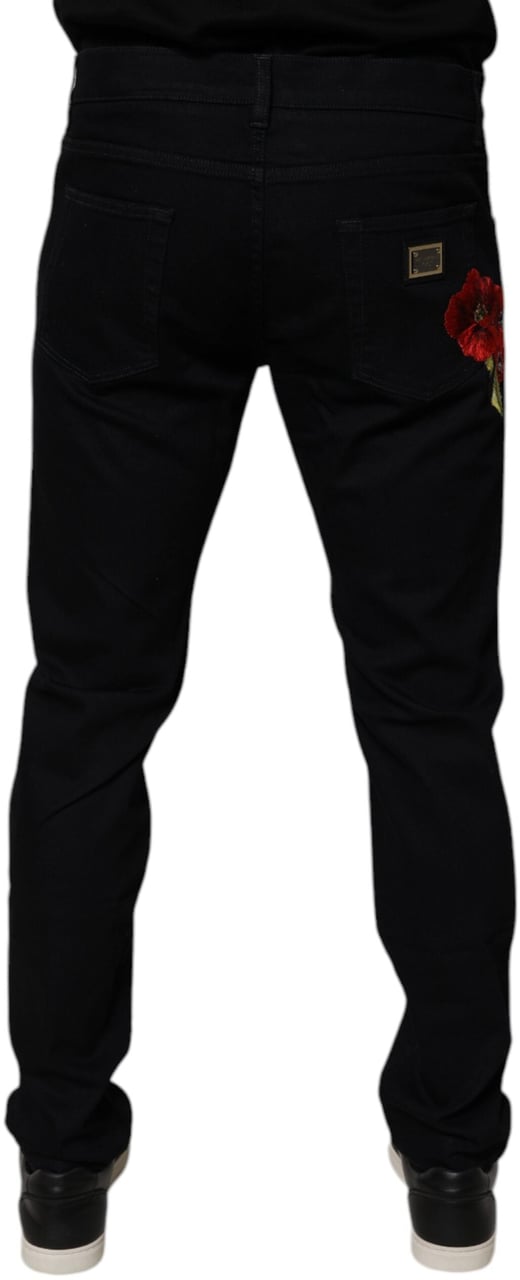 Dolce & Gabbana Black Cotton Stretch Slim Fit Men Denim Jeans Zwart