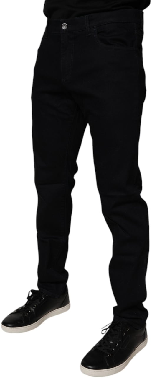 Dolce & Gabbana Black Cotton Stretch Slim Fit Men Denim Jeans Zwart