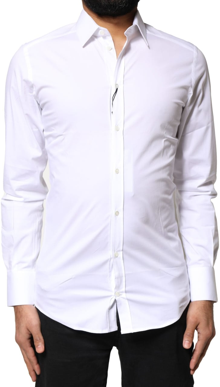 Dolce & Gabbana White GOLD Cotton Long Sleeves Dress Shirt Divers