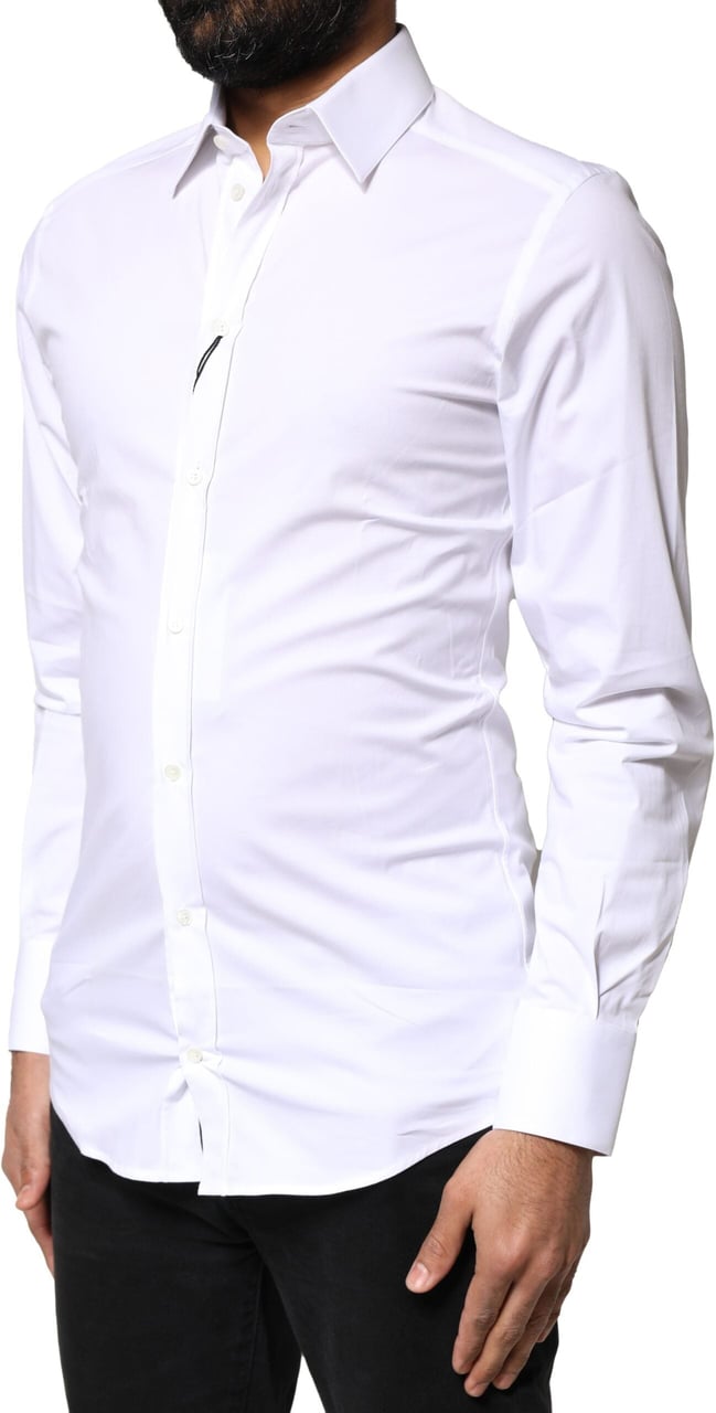 Dolce & Gabbana White GOLD Cotton Long Sleeves Dress Shirt Divers