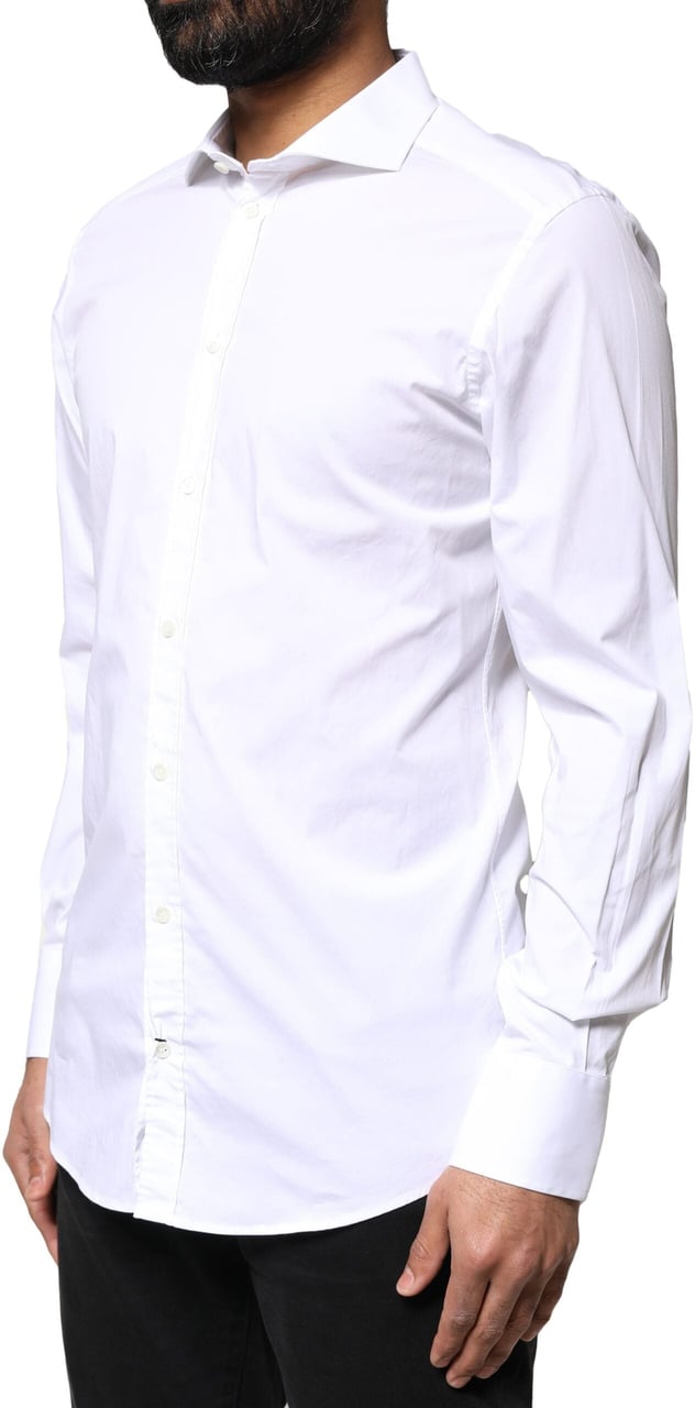 Dolce & Gabbana White GOLD Cotton Long Sleeves Dress Shirt Divers