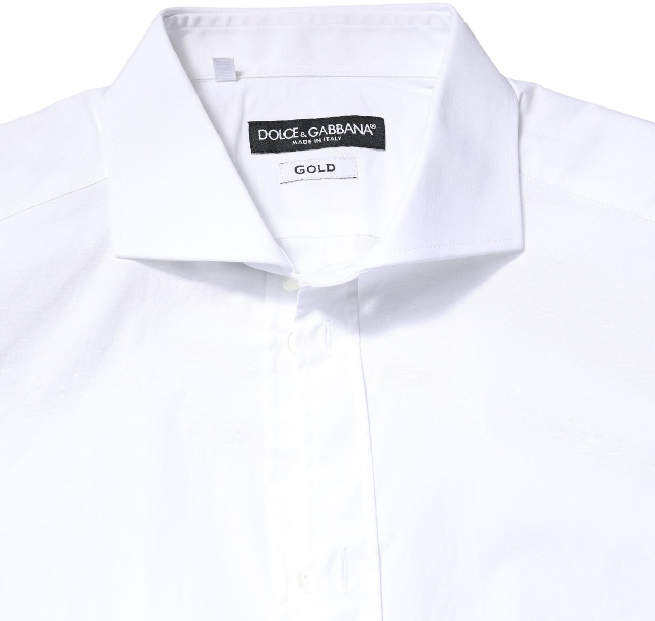 Dolce & Gabbana White GOLD Cotton Long Sleeves Dress Shirt Divers