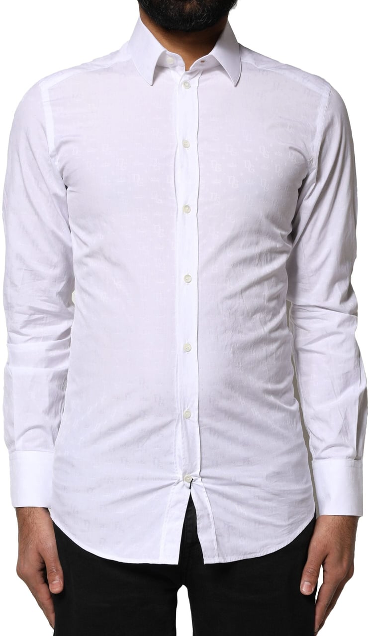 Dolce & Gabbana White GOLD Cotton Long Sleeves Dress Shirt Divers