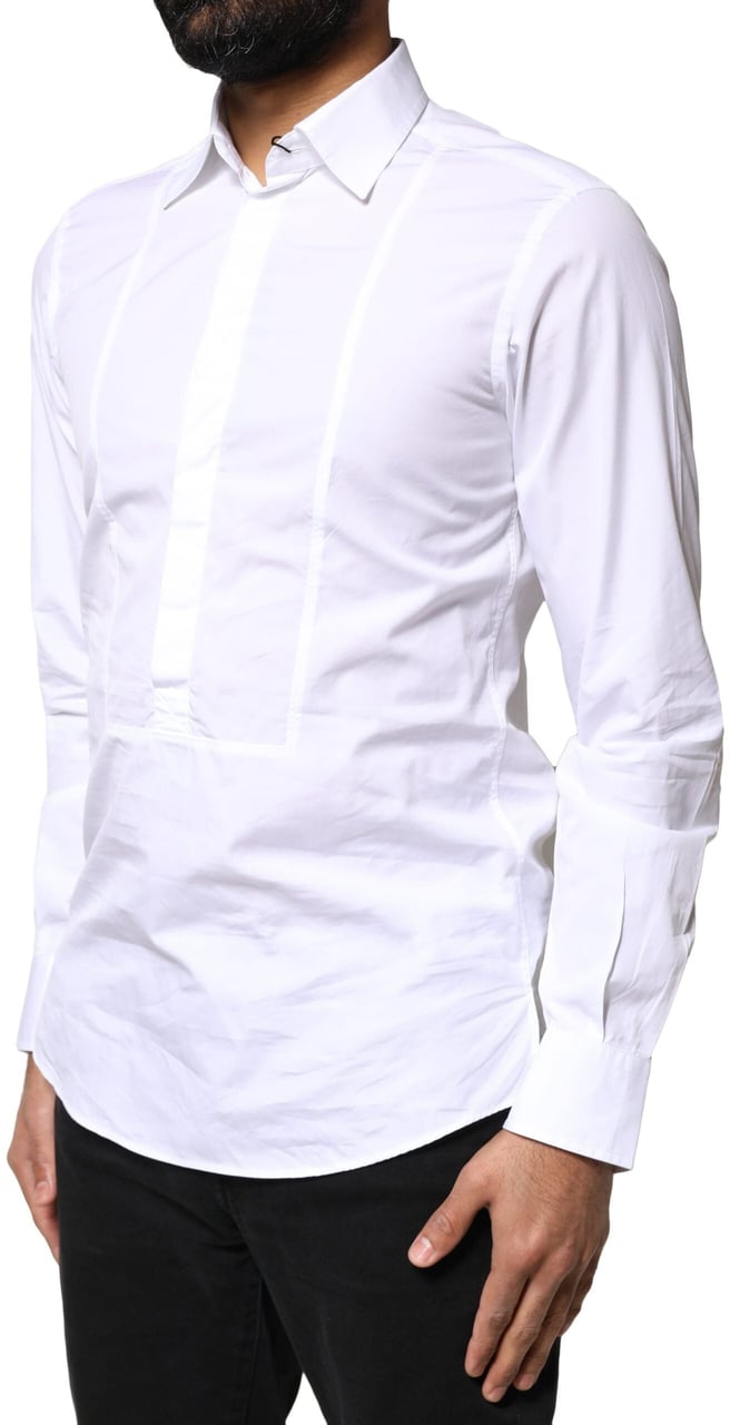 Dolce & Gabbana White Cotton Long Sleeves Formal Dress Shirt Zwart