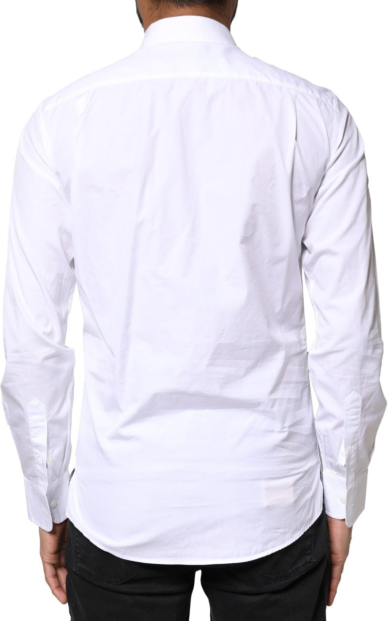 Dolce & Gabbana White Cotton Long Sleeves Formal Dress Shirt Zwart