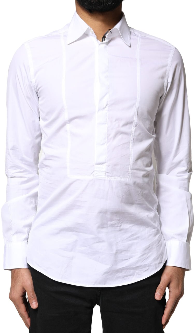 Dolce & Gabbana White Cotton Long Sleeves Formal Dress Shirt Zwart