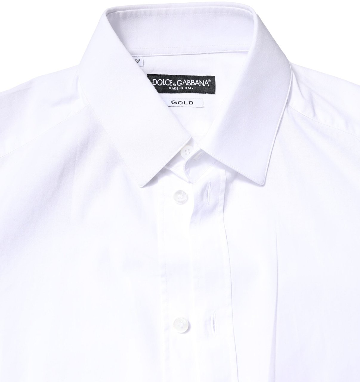 Dolce & Gabbana White GOLD Cotton Long Sleeves Dress Shirt Zwart