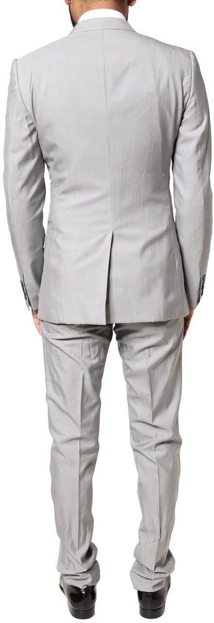 Dolce & Gabbana Light Gray Wool GOLD 2 Piece Formal Suit Grijs