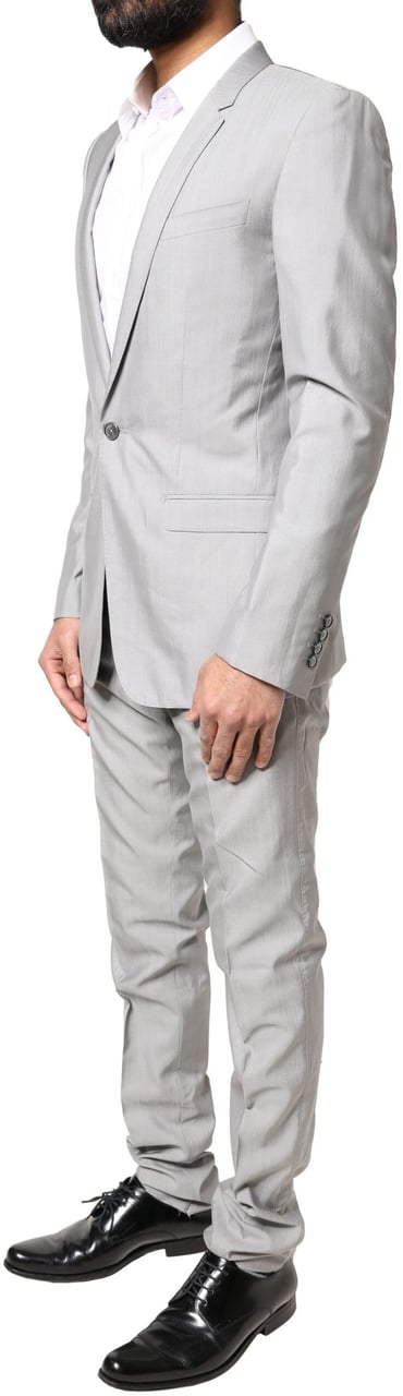 Dolce & Gabbana Light Gray Wool GOLD 2 Piece Formal Suit Grijs
