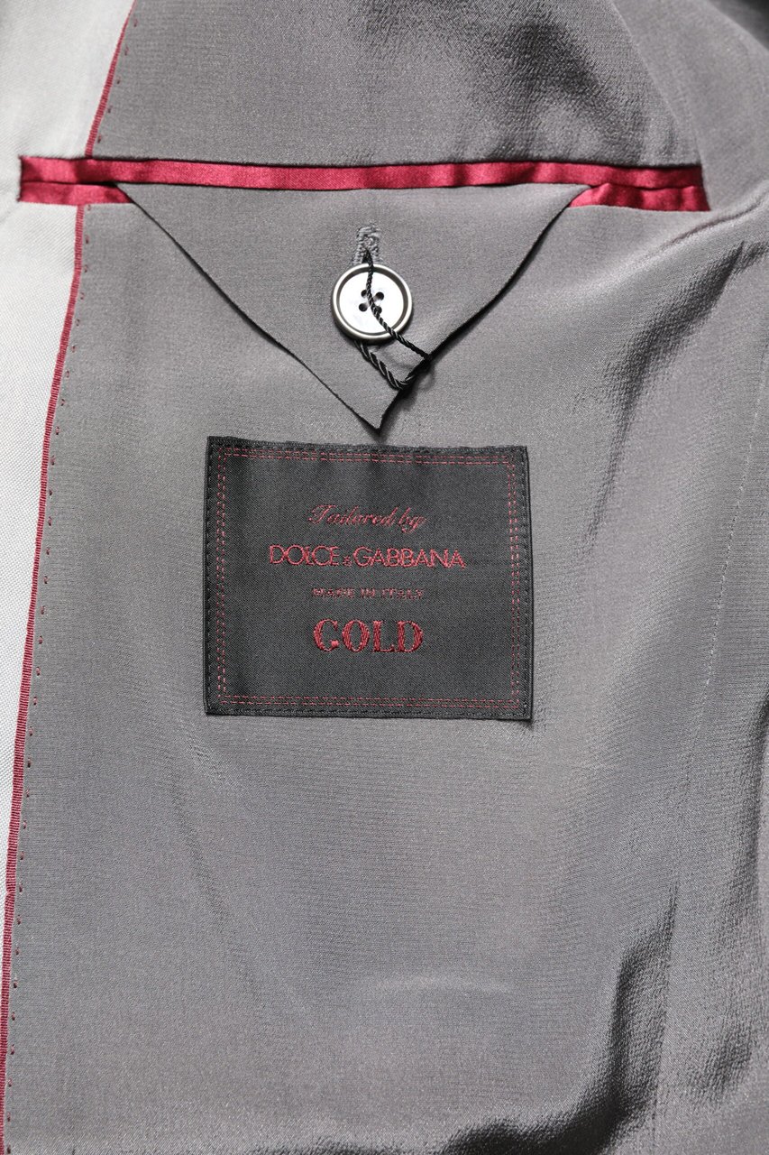 Dolce & Gabbana Light Gray Wool GOLD 2 Piece Formal Suit Grijs