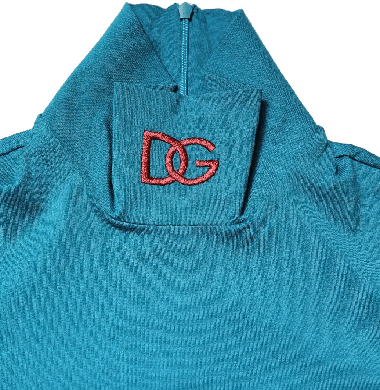 Dolce & Gabbana Blue Cotton Turtleneck Long Sleeves Sweater Grijs
