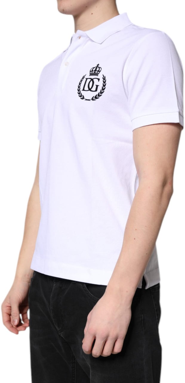 Dolce & Gabbana White Cotton Crown Collared Men Polo T-shirt Rood