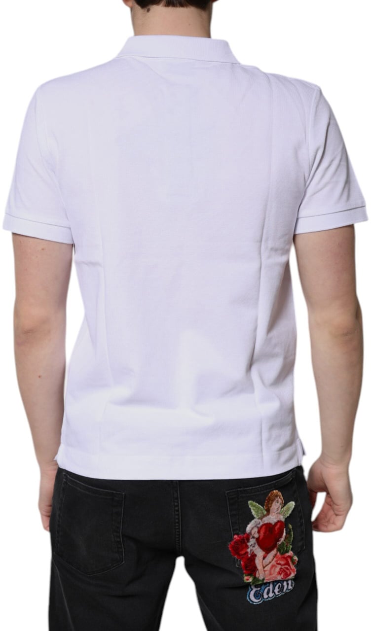 Dolce & Gabbana White Cotton Crown Collared Men Polo T-shirt Rood