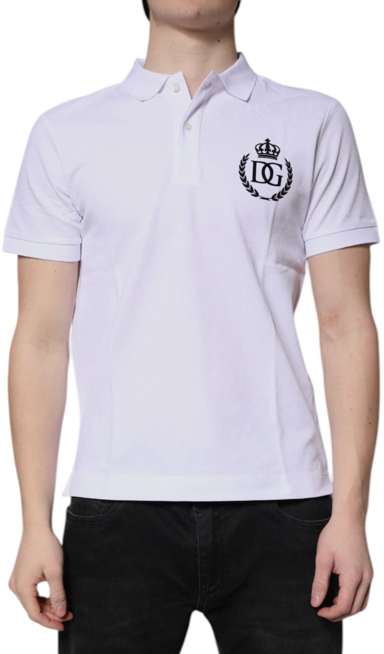 Dolce & Gabbana White Cotton Crown Collared Men Polo T-shirt Rood