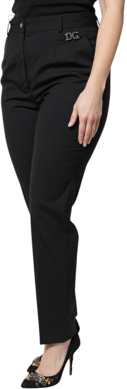 Dolce & Gabbana Black Polyester High Waist Dress Pants Zwart