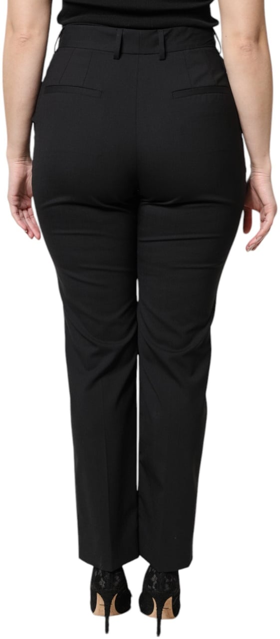 Dolce & Gabbana Black Polyester High Waist Dress Pants Zwart