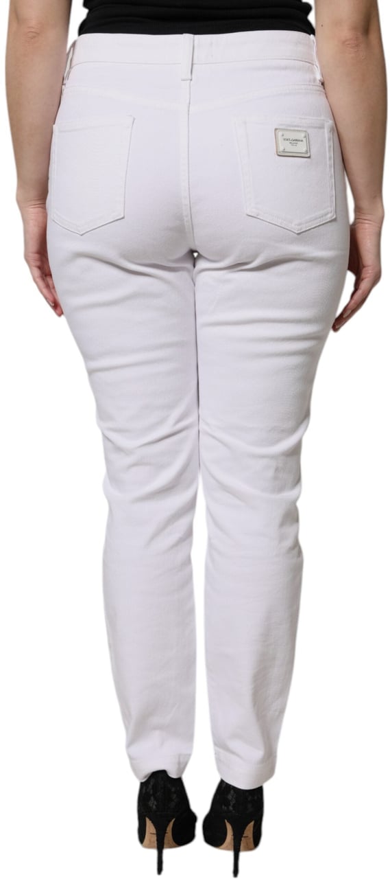 Dolce & Gabbana White Cotton Mid Waist Skinny Denim Jeans Wit