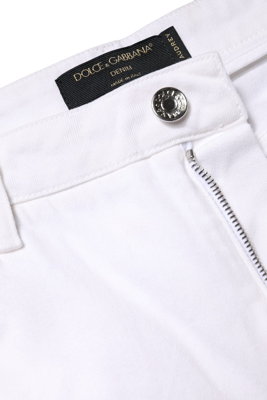 Dolce & Gabbana White Cotton Mid Waist Skinny Denim Jeans Wit