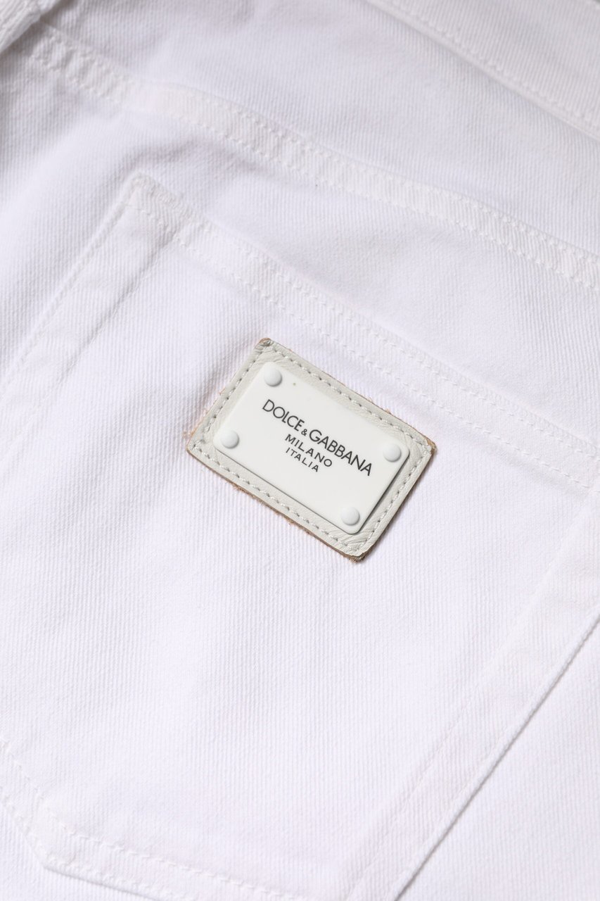 Dolce & Gabbana White Cotton Mid Waist Skinny Denim Jeans Wit
