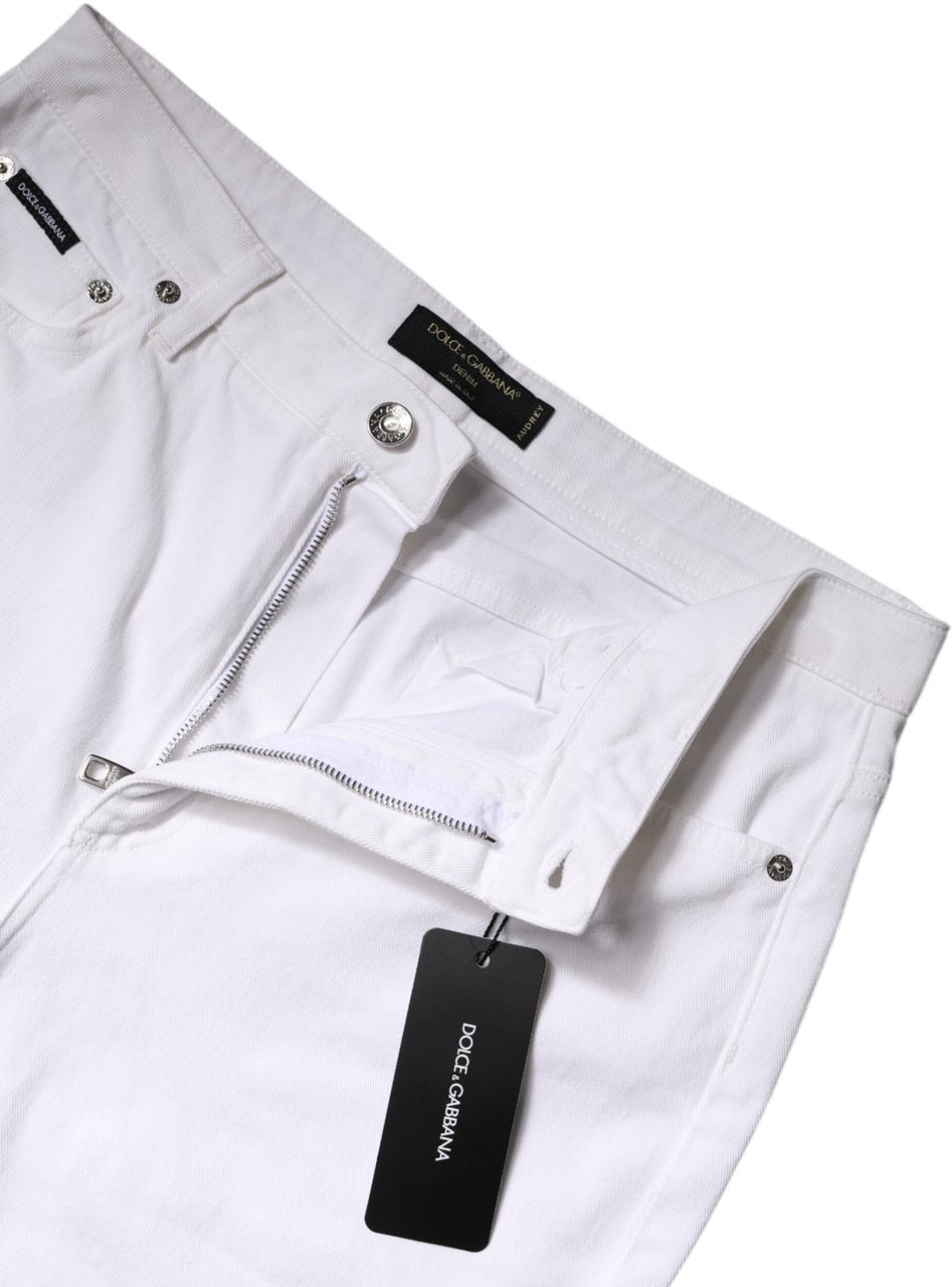 Dolce & Gabbana White Cotton Mid Waist Skinny Denim Jeans Wit